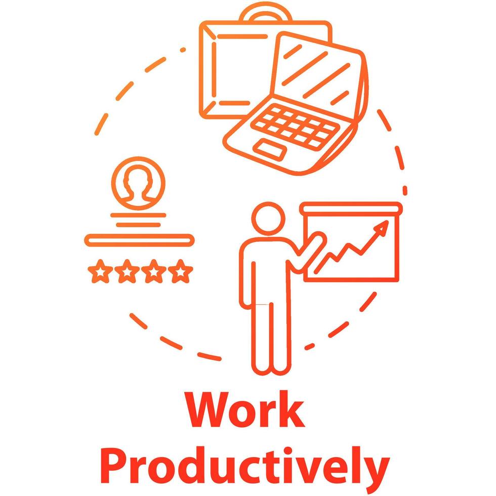 Work productively concept icon. Successful workflow planning. Reaching goal. Effective time management idea thin line illustration. Vector isolated outline RGB color drawing