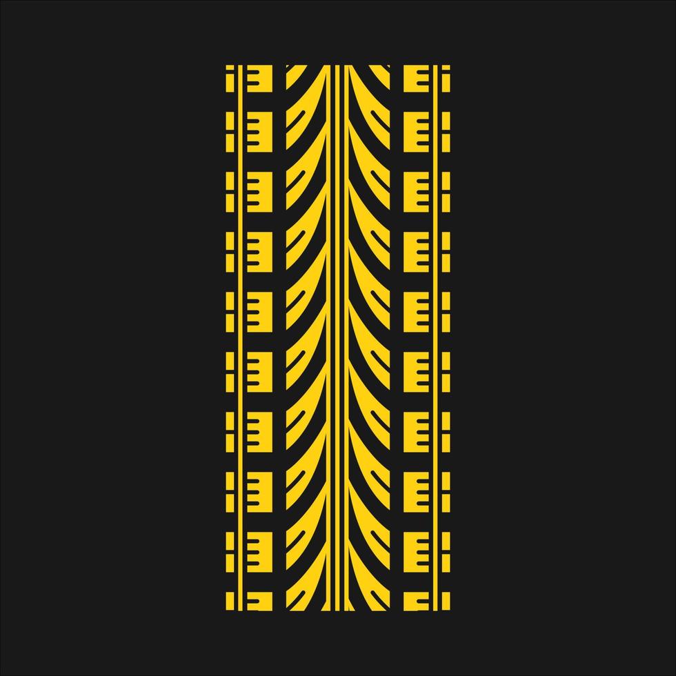 la rueda traza el icono de color amarillo rgb. automóvil detallado, marcas de neumáticos de motocicleta. impresión de ruedas de coche con ranuras gruesas. rastro del neumático del vehículo. ilustración vectorial aislada sobre fondo negro vector