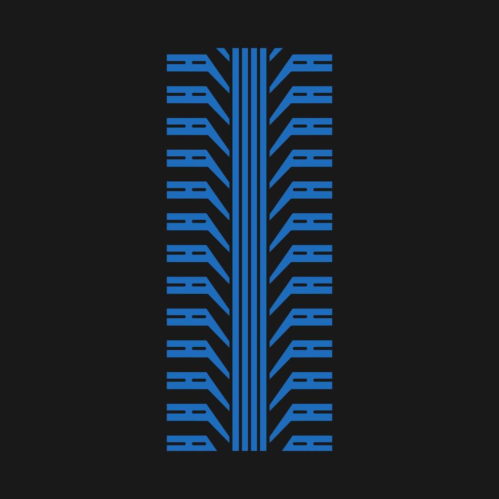 Tire tread blue RGB color icon. Detailed automobile, motorcycle tyre marks. Car wheel trace with thick grooves. Vehicle tire trail. Isolated vector illustration on black background