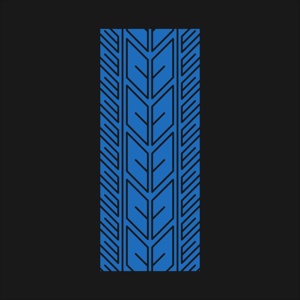 Track marks blue RGB color icon. Detailed automobile, motorcycle street tyre traces. Directional summer wheel print. Vehicle tire trail. Isolated vector illustration on black background