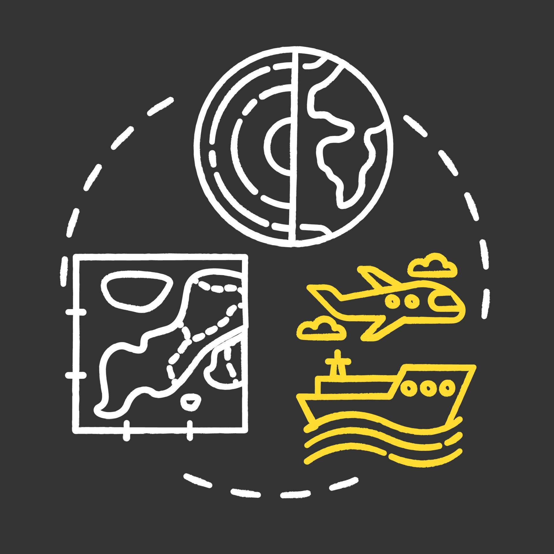 Spatial planning chalk RGB color concept icon. Global scale. Public ...