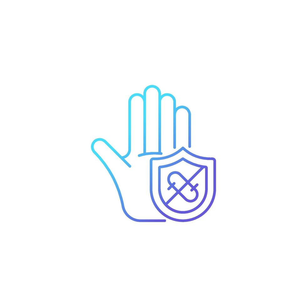 Microbes protection gradient linear vector icon. Protect hands against pathogens. Using antibacterial soap, gel. Thin line color symbol. Modern style pictogram. Vector isolated outline drawing