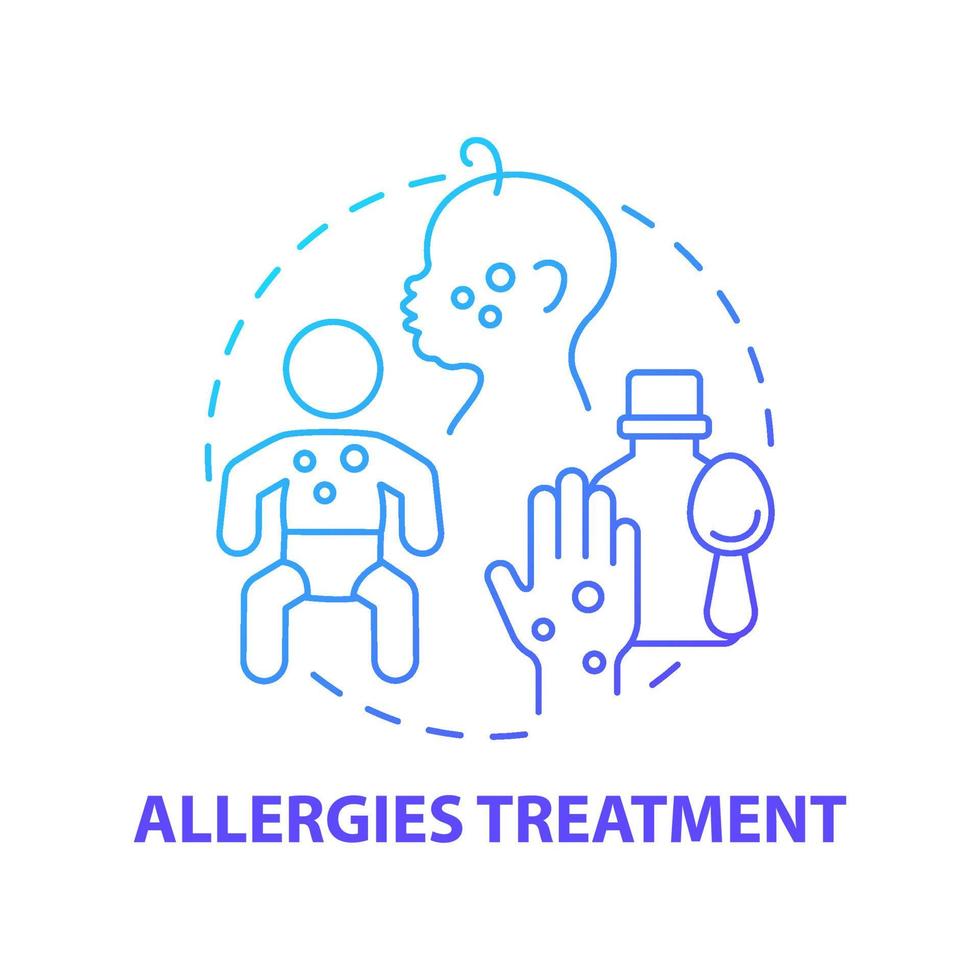 Allergies treatment blue gradient concept icon. Allergy reaction relief abstract idea thin line illustration. Take medication. Doctor checkup. Vector isolated outline color drawing