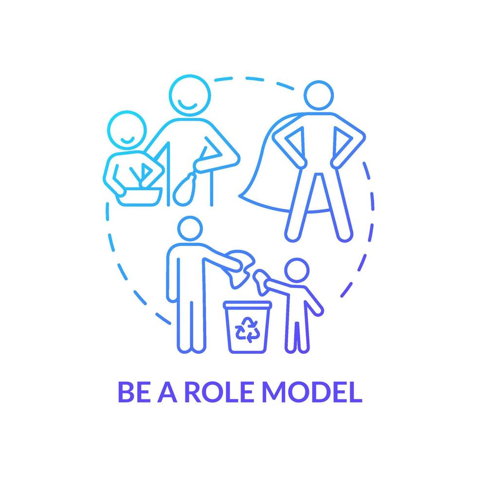 Role model blue gradient concept icon. Parent is example for kid abstract idea thin line illustration. Parental influence. Baby mental health. Vector isolated outline color drawing