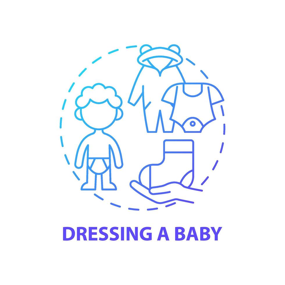 Dressing baby blue gradient concept icon. Change baby clothes abstract idea thin line illustration. Child care and hygiene. What infant wears. Vector isolated outline color drawing