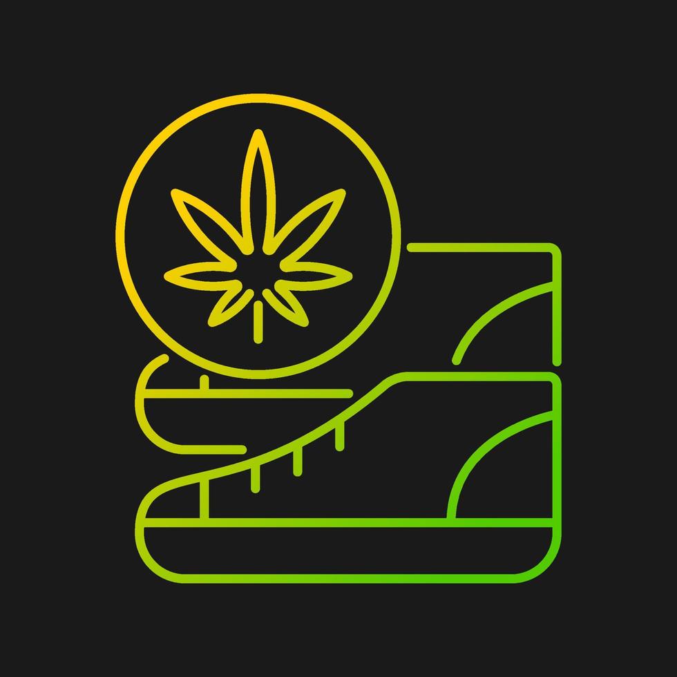 Sustainable shoes gradient vector icon for dark theme. Eco friendly footwear. Hemp fibers. Recycled sneakers. Thin line color symbol. Modern style pictogram. Vector isolated outline drawing