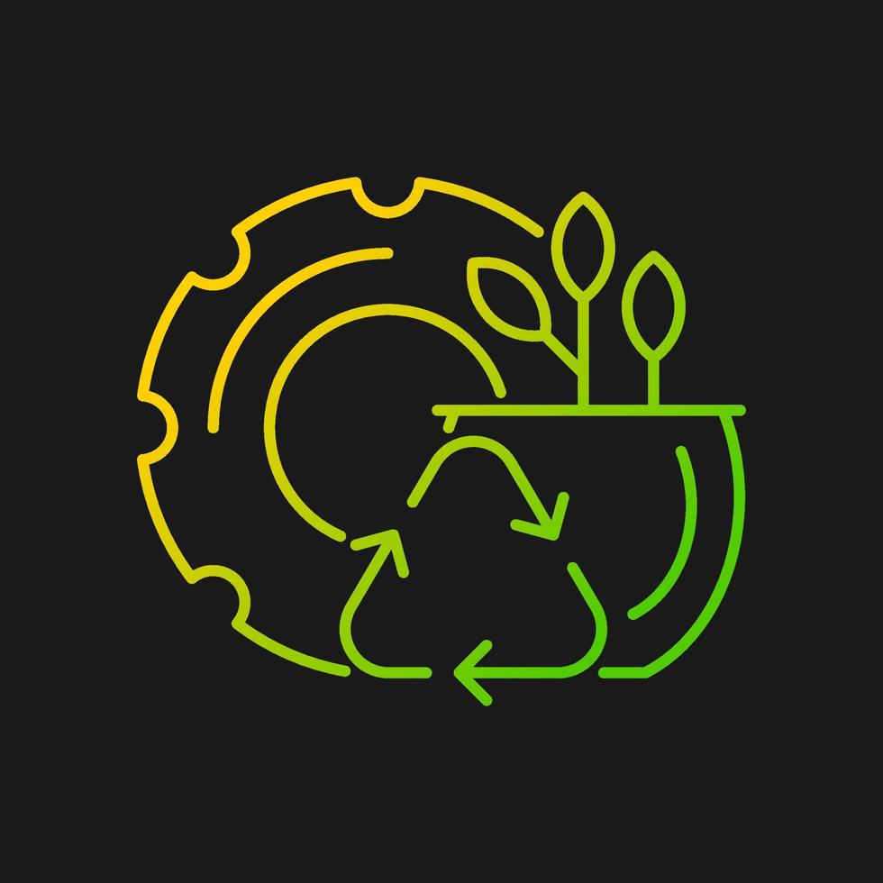 Recycled rubber planters gradient vector icon for dark theme. Zero waste lifestyle. Eco friendly plant pots. Thin line color symbol. Modern style pictogram. Vector isolated outline drawing