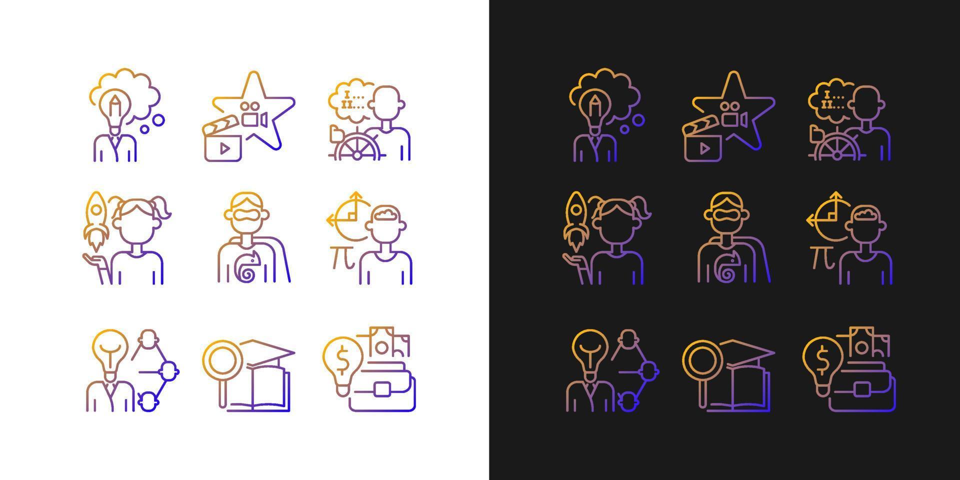 Vocation gradient icons set for dark and light mode vector
