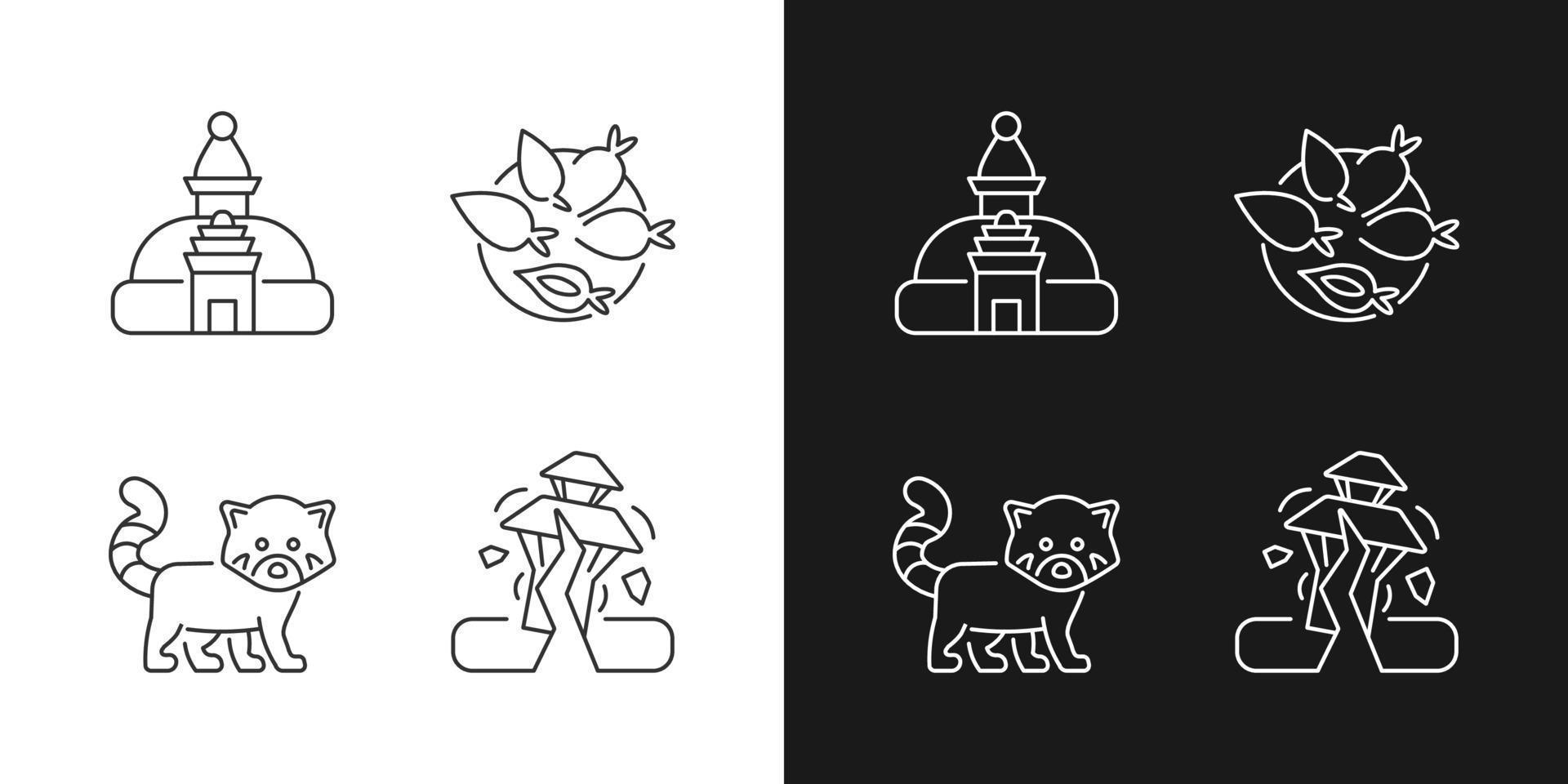 Tourism in Nepal linear icons set for dark and light mode vector