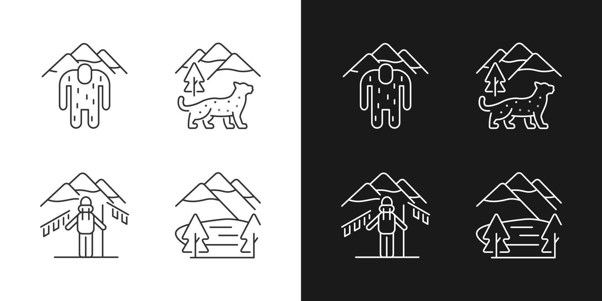 Mountaineering in Nepal linear icons set for dark and light mode vector
