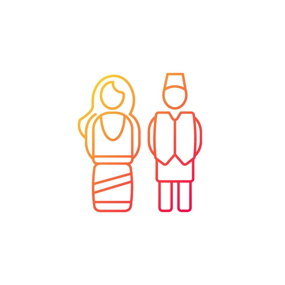 Nepal traditional costume gradient linear vector icon