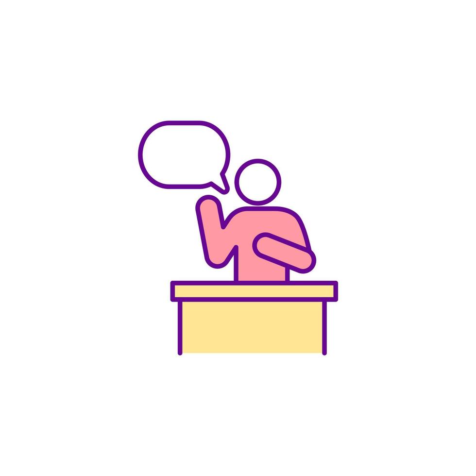 Public speaking RGB color icon vector