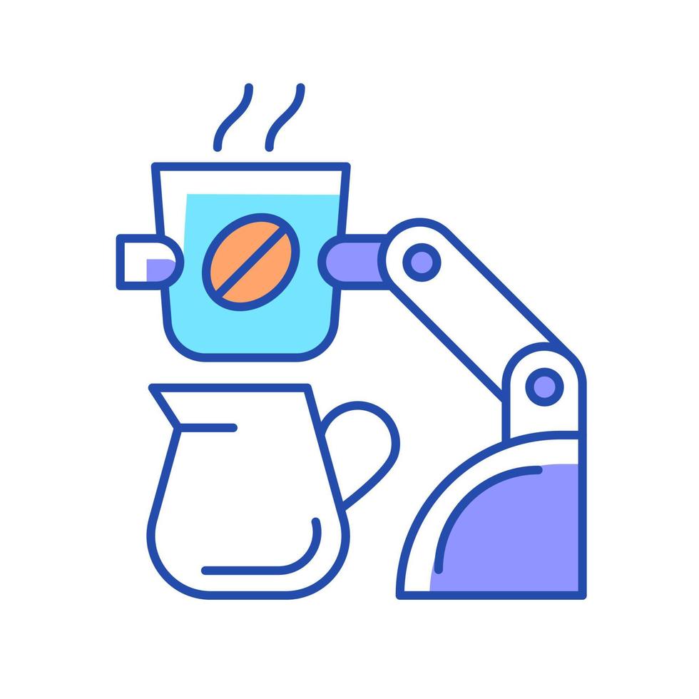 Coffee making robot RGB color icon vector