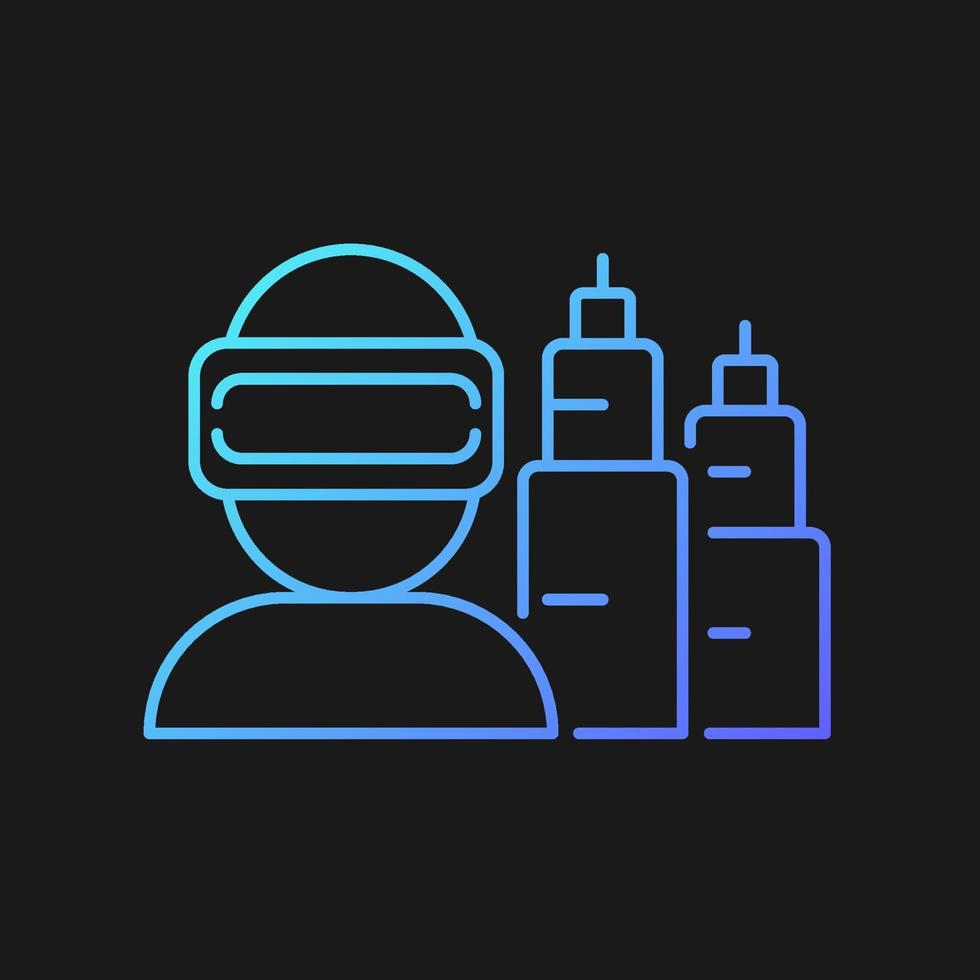 VR for project planning gradient vector icon for dark theme