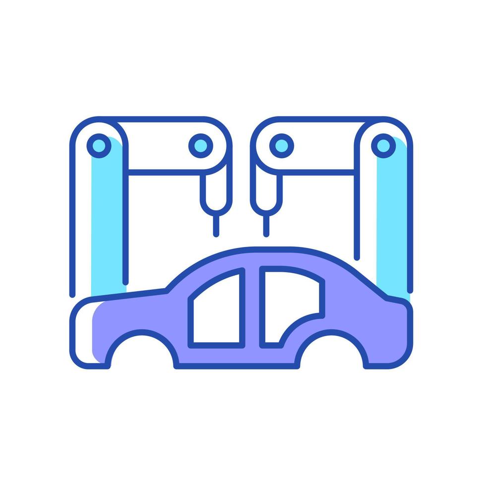 Body-in-white manufacturing RGB color icon vector