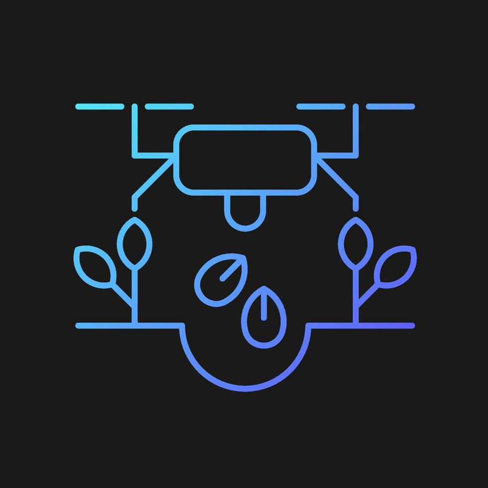 Drones for planting gradient vector icon for dark theme