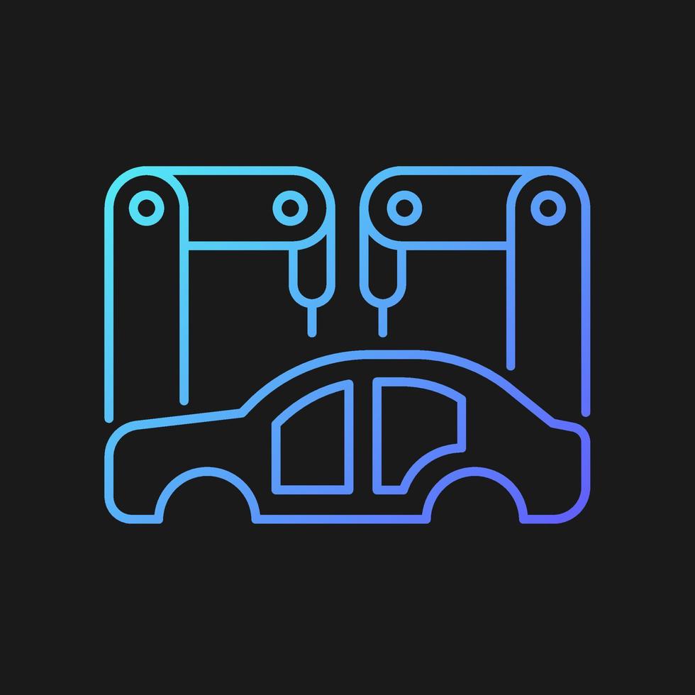 Body-in-white manufacturing gradient vector icon for dark theme