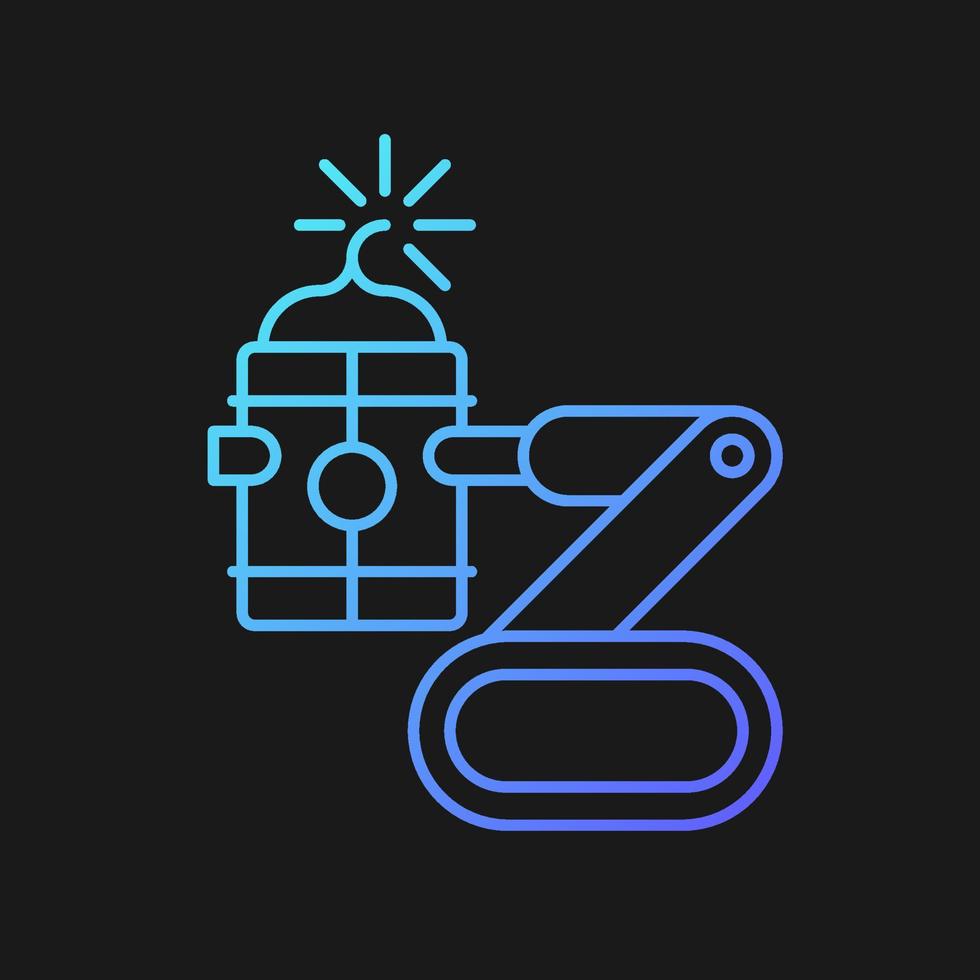 Bomb defusing robots gradient vector icon for dark theme