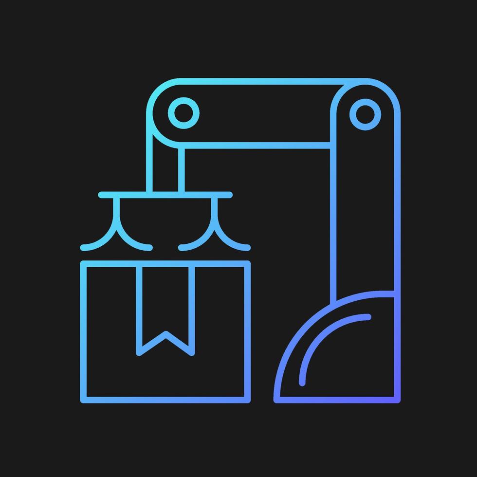 Packing robot gradient vector icon for dark theme