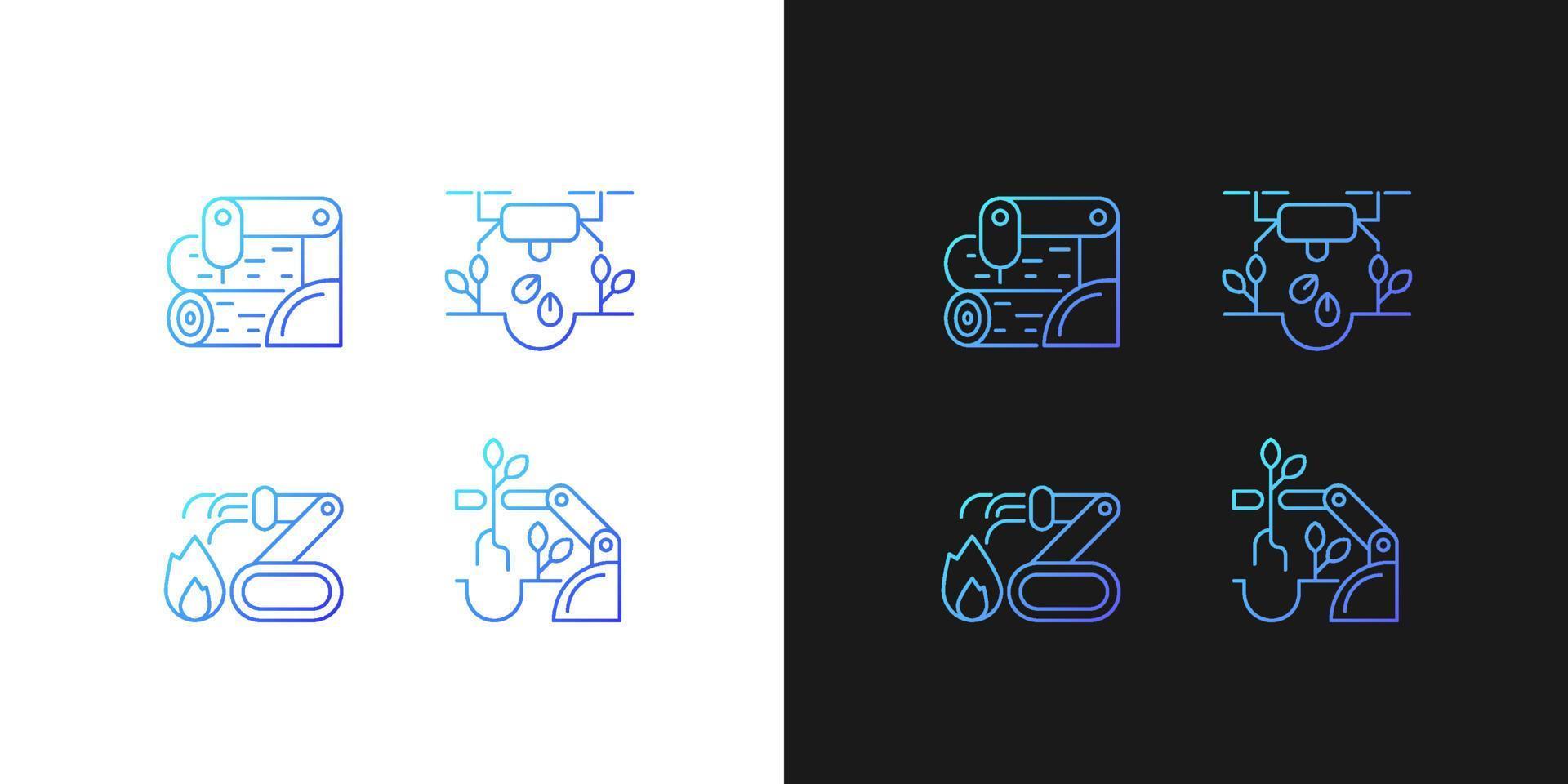 Automation for wellbeing gradient icons set for dark and light mode vector