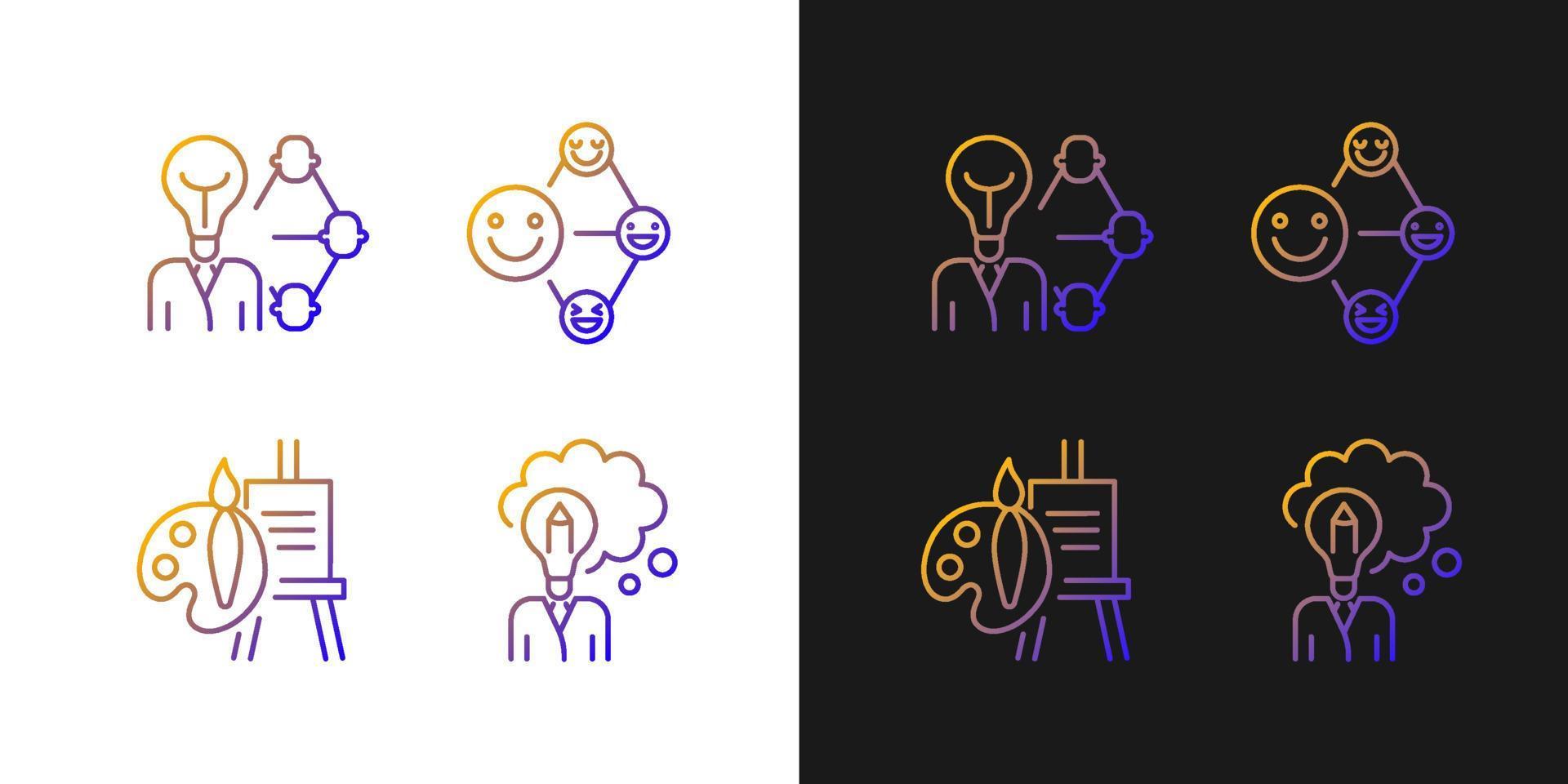 Creative and professional talents gradient icons set for dark and light mode vector
