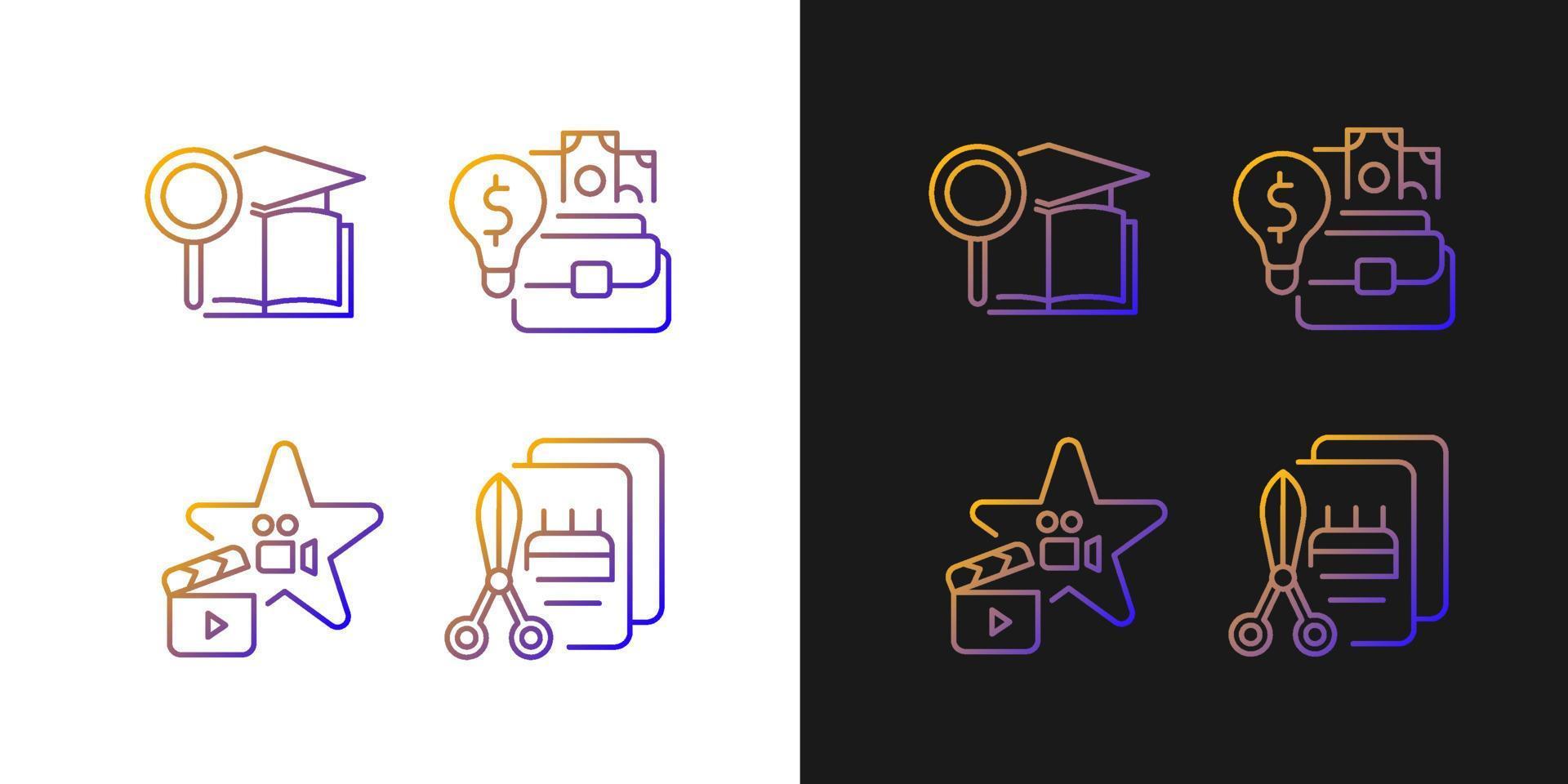 Outstanding aptitude gradient icons set for dark and light mode vector