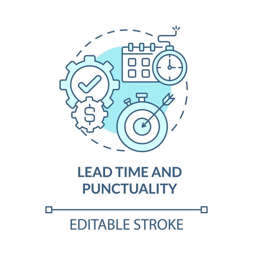 Lead time and punctuality blue concept icon. Productivity in production process. Operations managment abstract idea thin line illustration. Vector isolated outline color drawing. Editable stroke