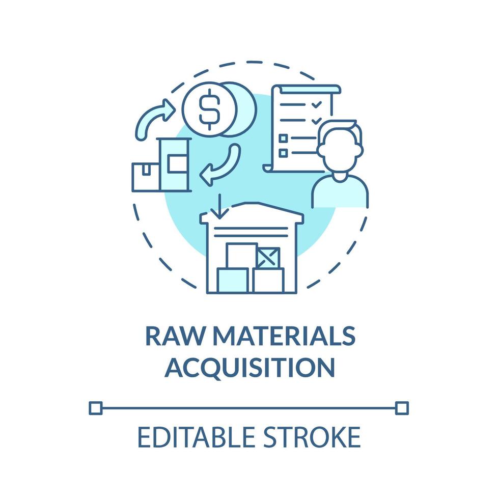 Raw materials acquisition blue concept icon. Procurement for business. Purchase goods. Operations managment abstract idea thin line illustration. Vector isolated outline color drawing. Editable stroke