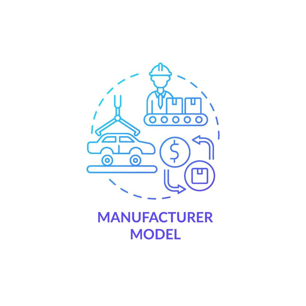 Manufacturing model blue gradient concept icon. Factory production of automobiles. Products distribution. Business model abstract idea thin line illustration. Vector isolated outline color drawing