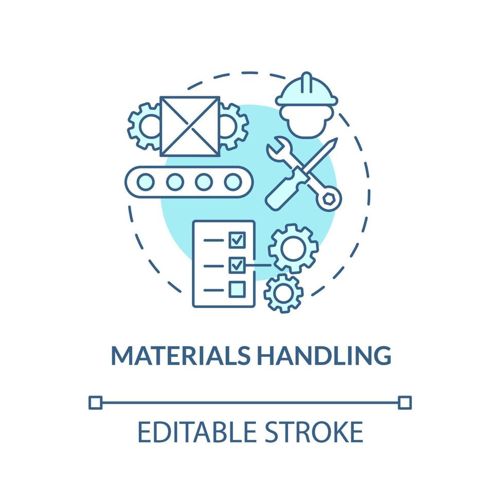 Materials handling blue concept icon. Monitoring maintenance of merchandise. Operations managment abstract idea thin line illustration. Vector isolated outline color drawing. Editable stroke