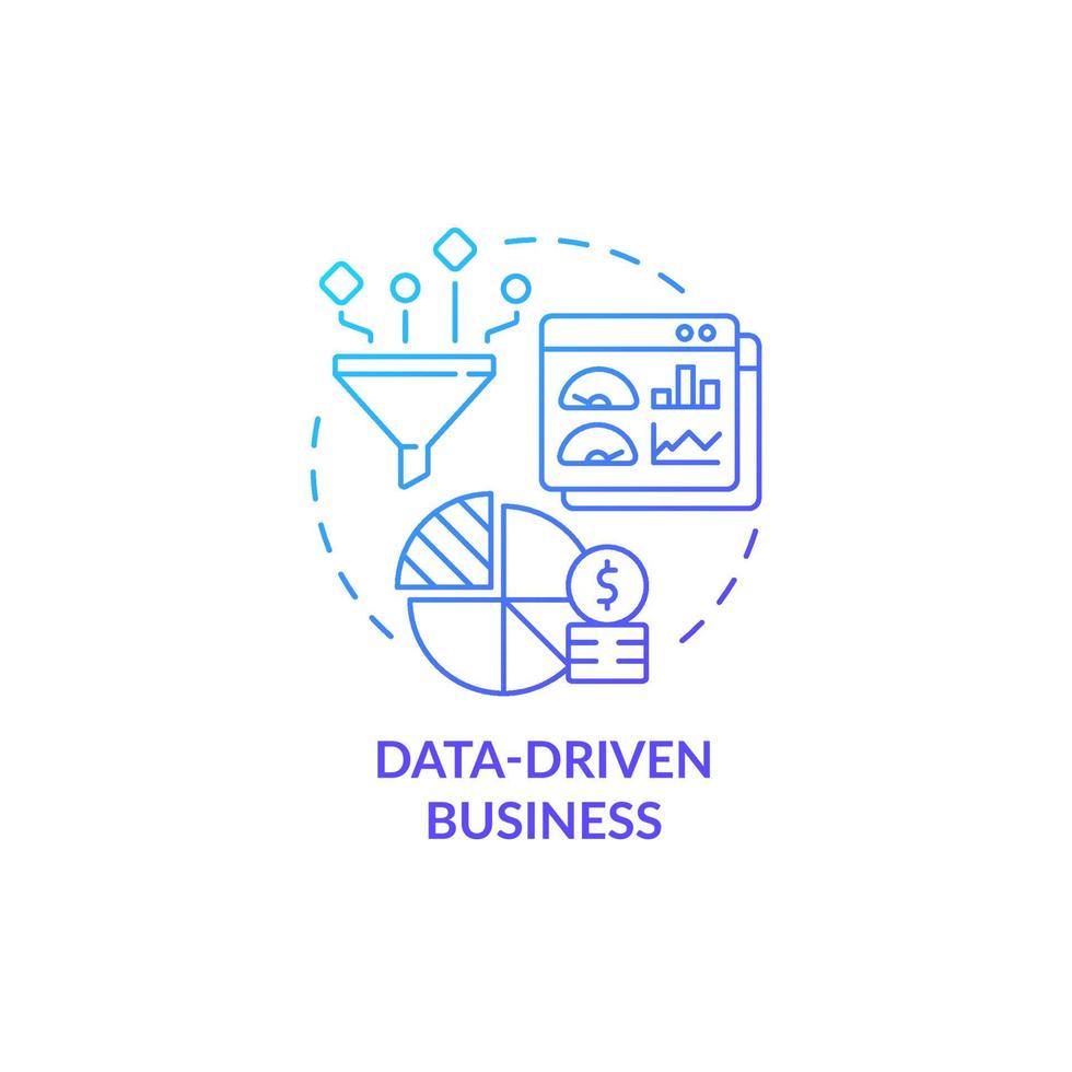 Data driven business blue gradient concept icon. Information as service. Monitoring analytics. sBusiness model abstract idea thin line illustration. Vector isolated outline color drawing