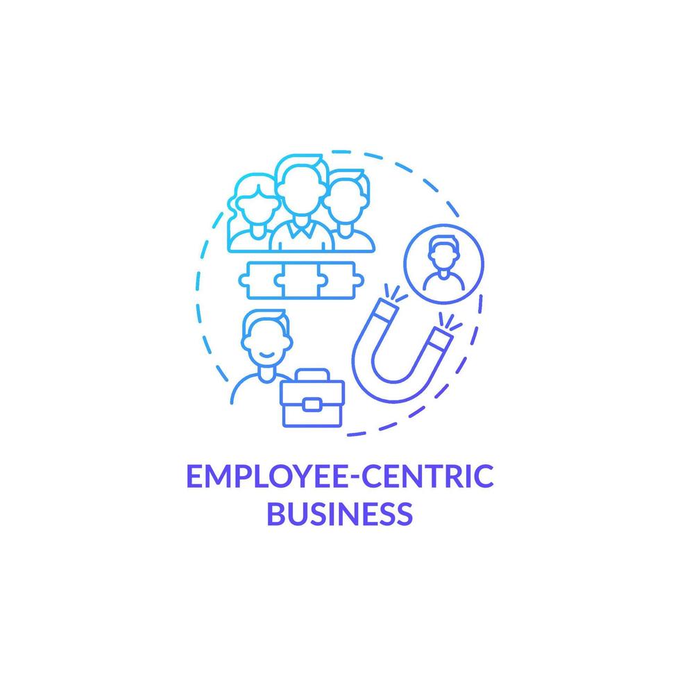 Employee centric business blue gradient concept icon. Approach to managemet structure. Business model type abstract idea thin line illustration. Vector isolated outline color drawing