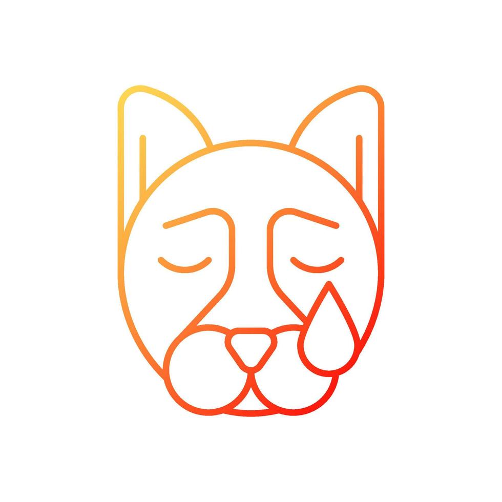 Pet depression gradient linear vector icon. Sad animal. Dog mental health problem. Interest loss towards beloved things. Thin line color symbol. Modern style pictogram. Vector isolated outline drawing