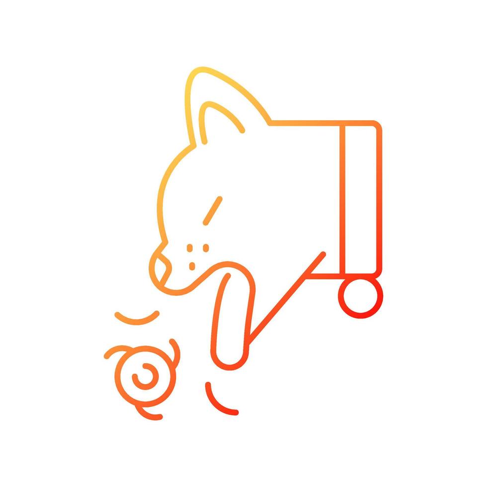 Hairballs gradient linear vector icon. Hair licking leftover. Cats grooming habits result. Stomach content vomiting. Thin line color symbol. Modern style pictogram. Vector isolated outline drawing