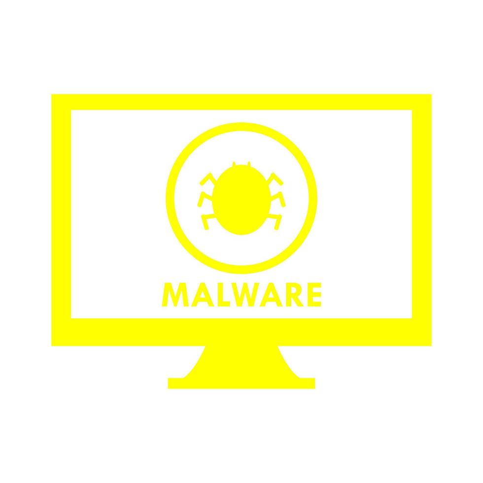 Malware on pc on white background vector