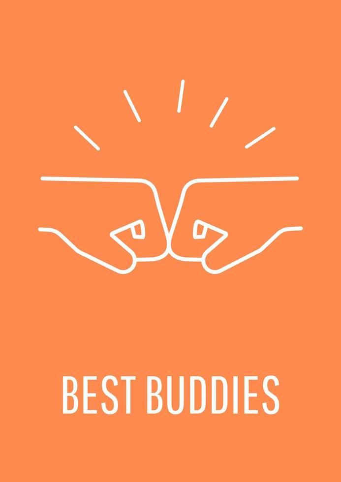 Best friends postcard with linear glyph icon. Friendship goal. Greeting card with decorative vector design. Simple style poster with creative lineart illustration. Flyer with holiday wish