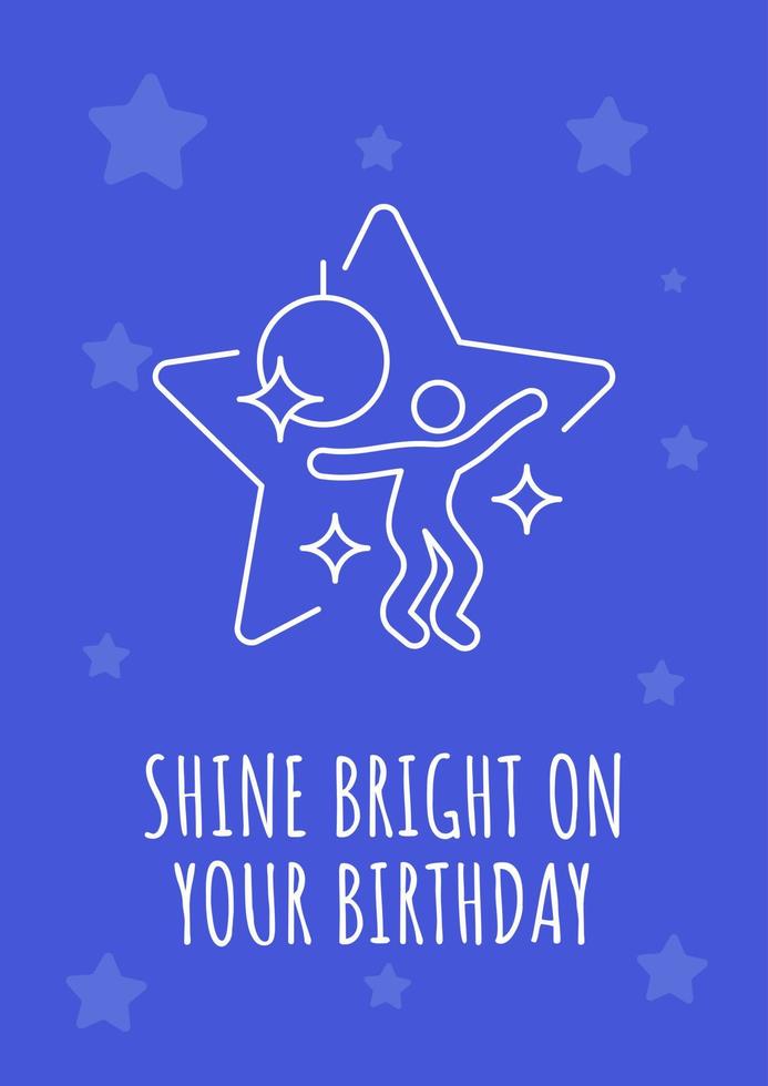 Birthday celebration with sparklers postcard with linear glyph icon. Greeting card with decorative vector design. Simple style poster with creative lineart illustration. Flyer with holiday wish