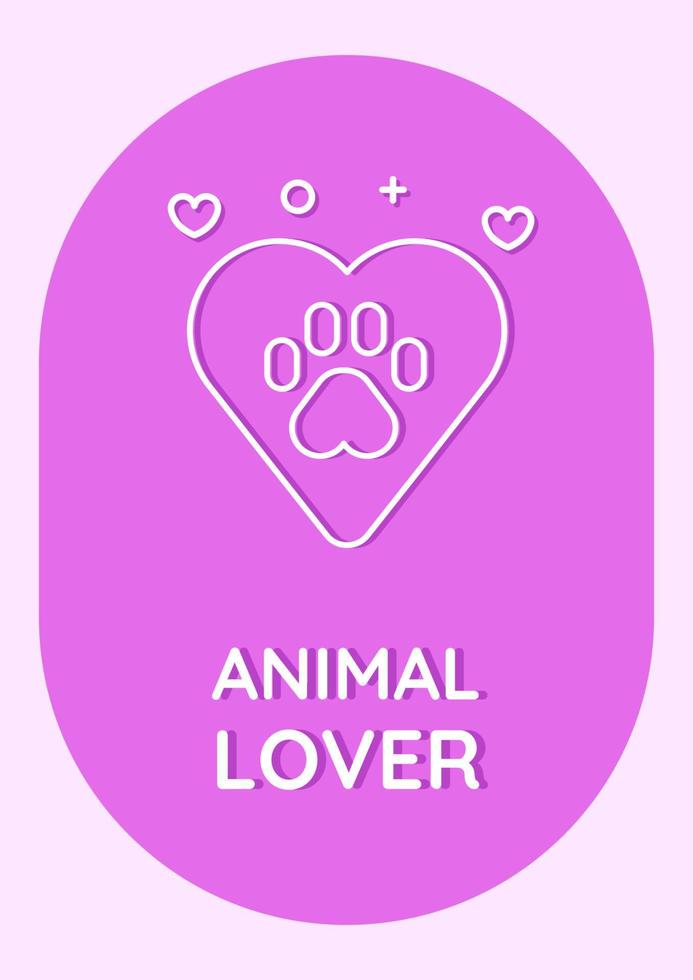 Animal rescue organization postcard with linear glyph icon. Greeting card with decorative vector design. Simple style poster with creative lineart illustration. Flyer with holiday wish