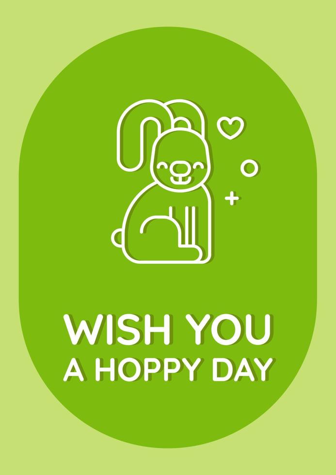 Funny rabbit pun postcard with linear glyph icon. Hare-larious wish. Greeting card with decorative vector design. Simple style poster with creative lineart illustration. Flyer with holiday wish