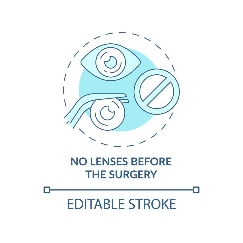 No lenses before the surgery blue concept icon. Doctor prescription and warning before surgery abstract idea thin line illustration. Vector isolated outline color drawing. Editable stroke