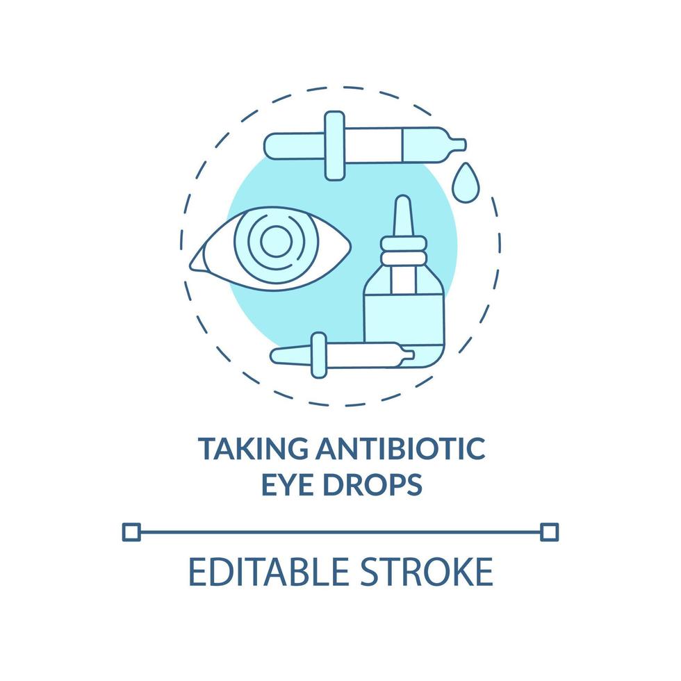 Taking antibiotic eye drops blue concept icon. Doctor instruction. Laser eye surgery preparation abstract idea thin line illustration. Vector isolated outline color drawing. Editable stroke