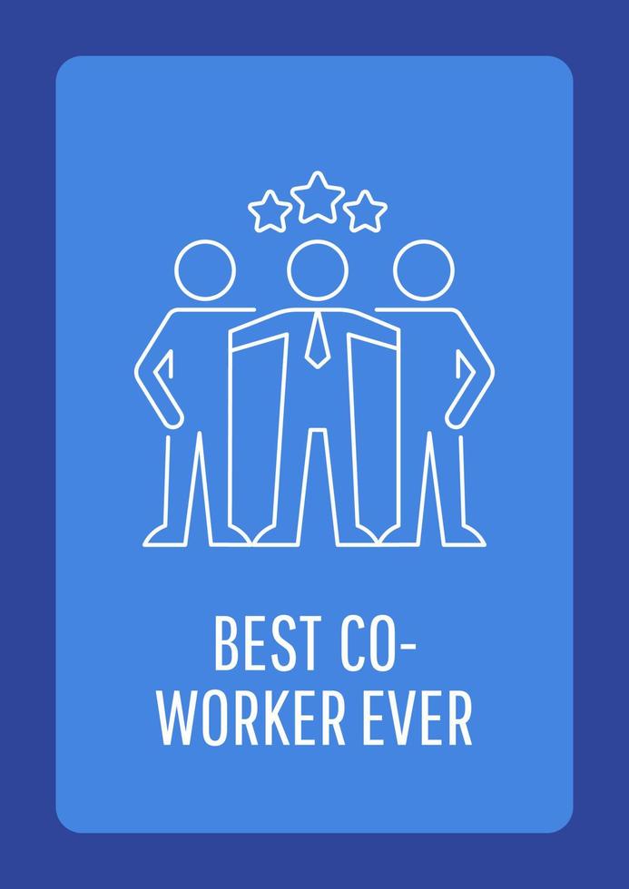 Appreciating coworker accomplishments postcard with linear glyph icon. Greeting card with decorative vector design. Simple style poster with creative lineart illustration. Flyer with holiday wish