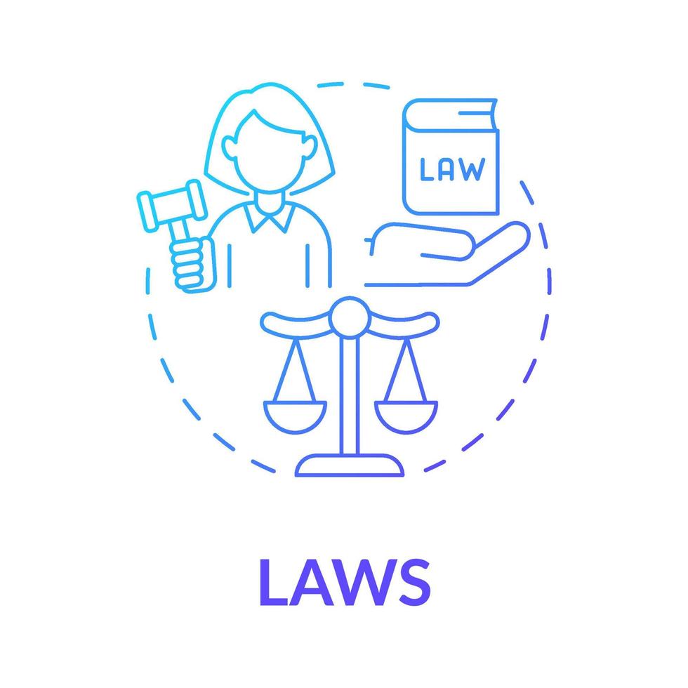 Social laws blue gradient concept icon. Government expectation. Social participation. Justice regulation by legal rules abstract idea thin line illustration. Vector isolated outline color drawing