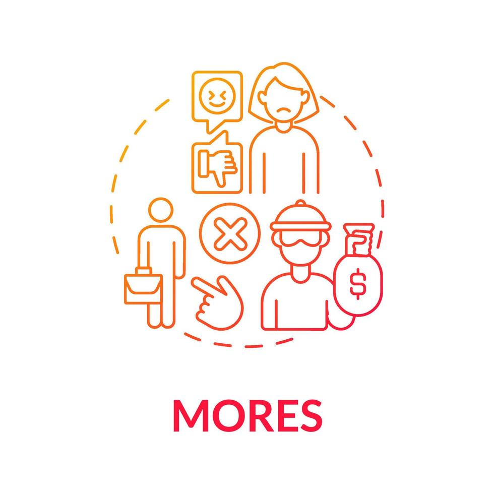 Mores red gradient concept icon. Participation by moral rules, traditions in society. Social participation. Cluture rights abstract idea thin line illustration. Vector isolated outline color drawing