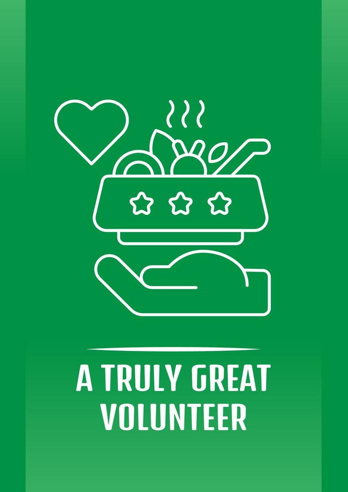 Truly great volunteer appreciation postcard with linear glyph icon. Greeting card with decorative vector design. Simple style poster with creative lineart illustration. Flyer with holiday wish