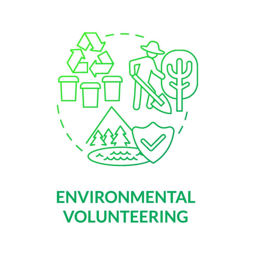 Environmental volunteering green gradient concept icon. Social participation. Support ecology, charinty saving nature abstract idea thin line illustration. Vector isolated outline color drawing