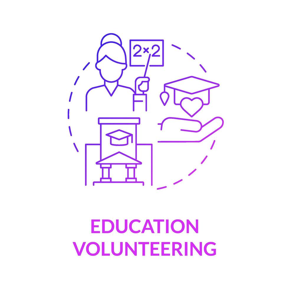 School volunteering purple gradient concept icon. Social participation. Educational charity program. Volunteer aid at abstract idea thin line illustration. Vector isolated outline color drawing