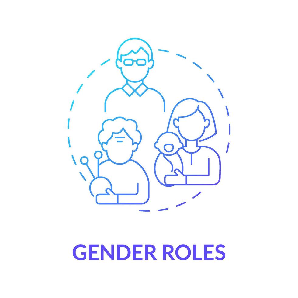 Roles de género icono de concepto degradado azul. reglas de moralidad para hombres, mujeres, personas. participación en la comunidad idea abstracta ilustración de línea fina. dibujo de color de contorno aislado vectorial vector