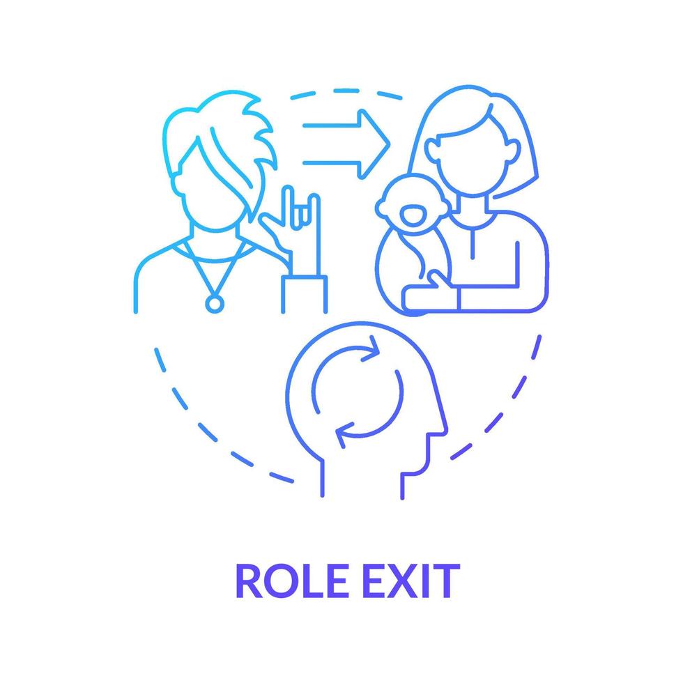 Social position exit blue gradient concept icon. Participation to another role. Social participation. Change function abstract idea thin line illustration. Vector isolated outline color drawing