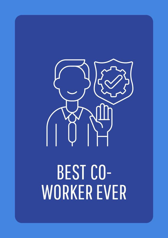 Coworker appreciation postcard with linear glyph icon. Employee awards